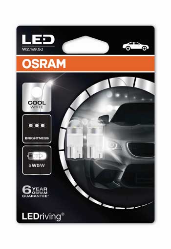 T10 LED W5W 12V 1W 6000K Osram 2st (kraftfull) 